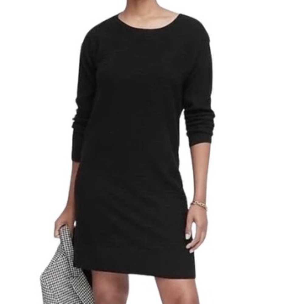 Banana Republic Wool Cashmere Blend Ribbed Sweater Dress - Black - Size Small